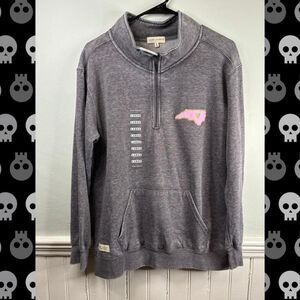 Simply Southern NC Pullover 1/4 Zip Sweatshirt Gray Cozy Graphic Large